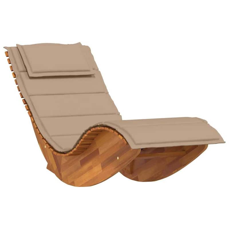vidaXL Rocking Sun Lounger with Cushion Solid Wood Acacia - 60.6 x 23.6 x 29.1