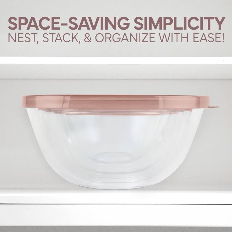 COOK WITH COLOR 12 Pc Glass Nesting Mixing Bowl Set with Lids for Cooking and Prep