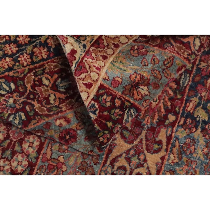 Hand Knotted Oriental 100% Wool Carpet Traditional Floral Navy Blue & Blues Kerman Area Rug - 6' 0'' X 4' 8''