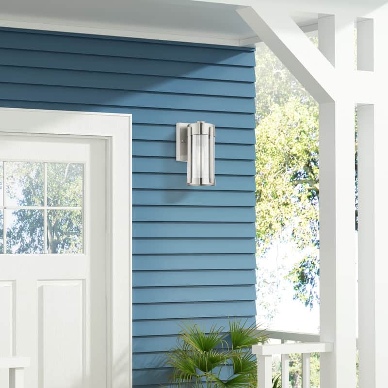 Livex Lighting 1 Light Brushed Nickel Outdoor Wall Lantern, 22380-91 - 5.25" W x 10.25" H x 6" Ext.