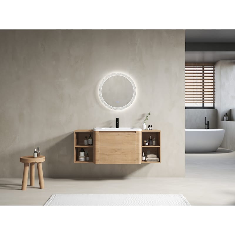 Wall-Mounted Bathroom Vanity with Ceramic Sink