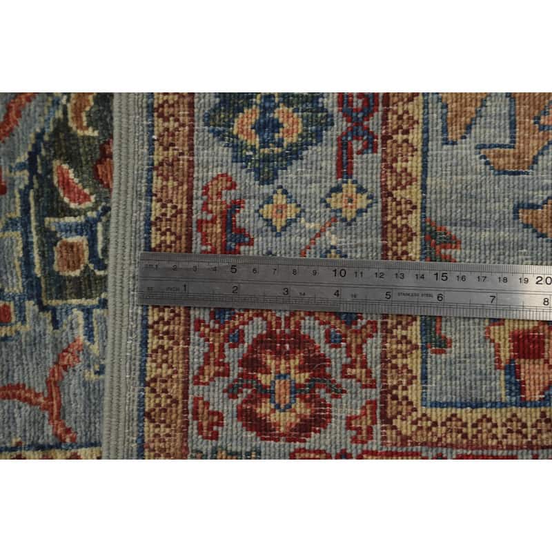 Hand Knotted Oriental 100% Wool Carpet Traditional All-Over Greys & Charcoal Ziegler Runner Rug - 11' 5'' X 2' 6''