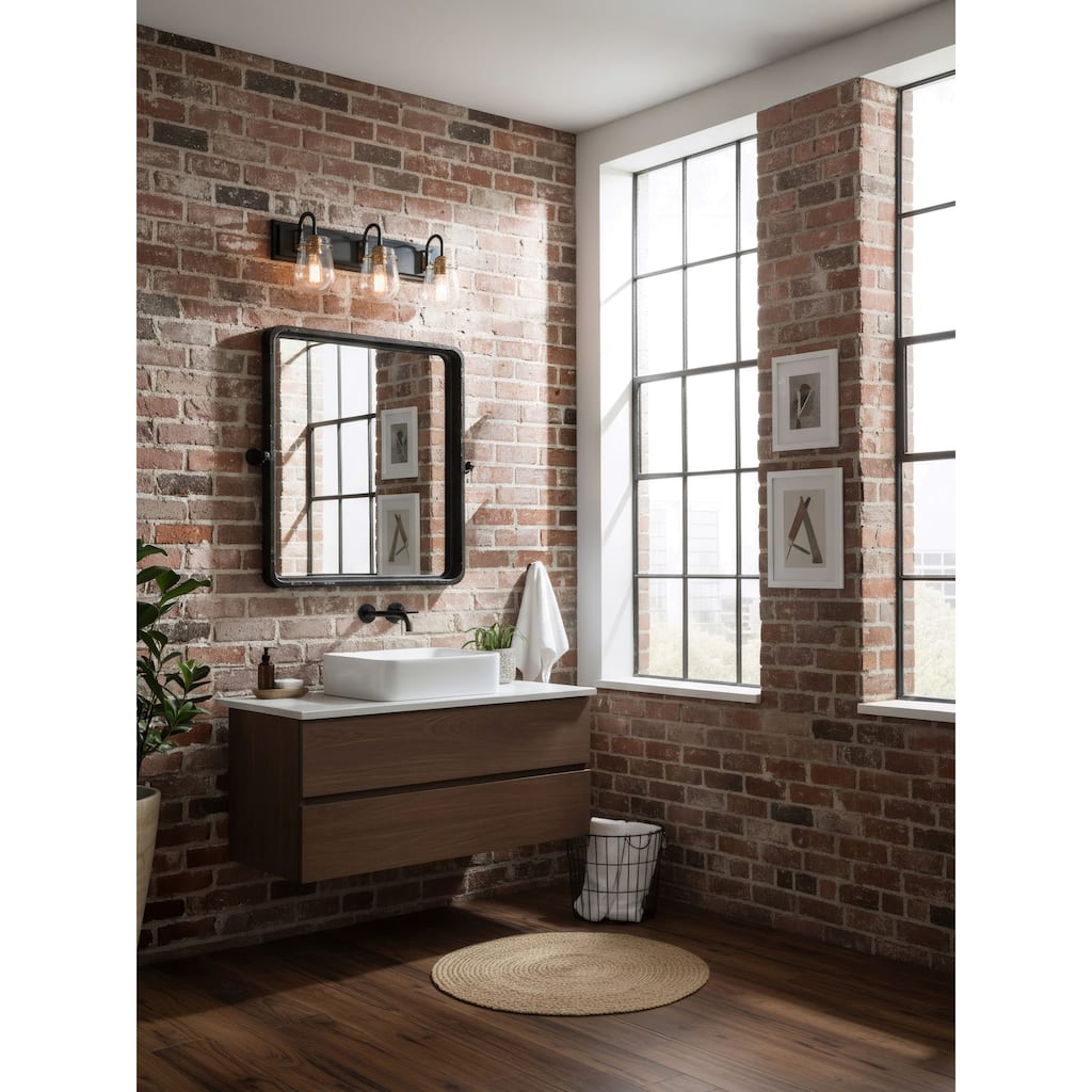 Varaluz Bromyard Foundry Bathroom Vanity Light - Aged Brass and Matte Black