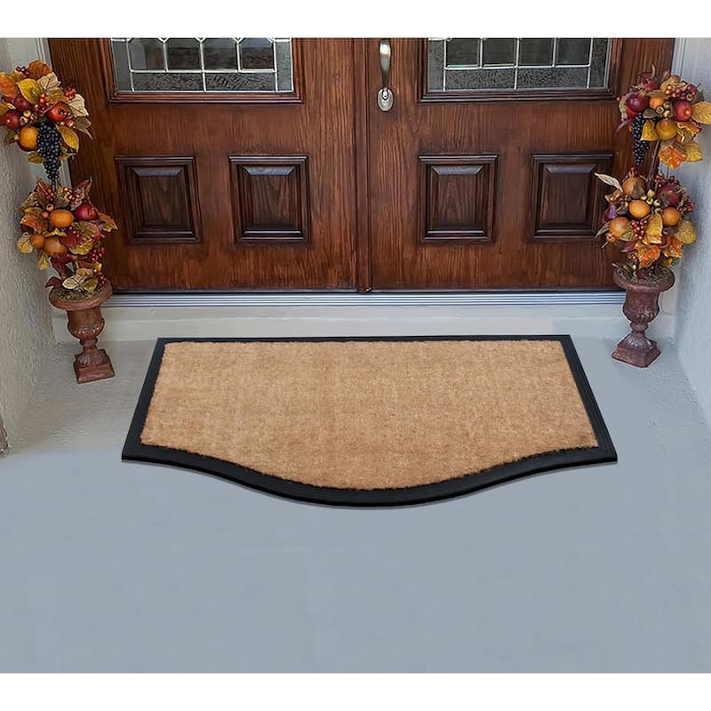 A1HC Rubber and Coir Door Mat Floral Border Dirt Trapper Heavy Weight Doormat