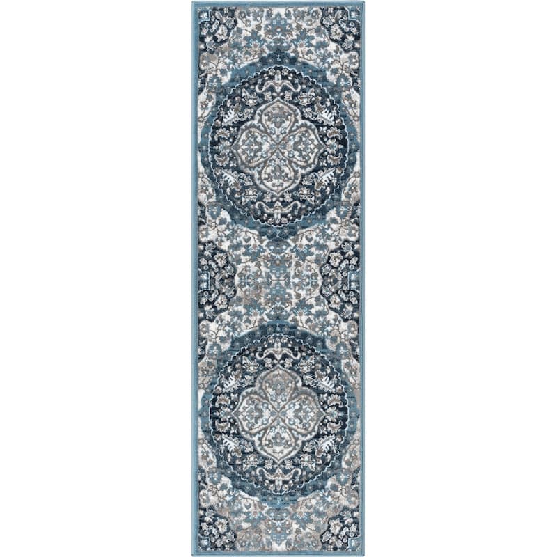 Well Woven Dulcet Granada Oriental Medallion Persian Vintage Area Rug - 2' 3" x 7' 3" - Blue - Runner