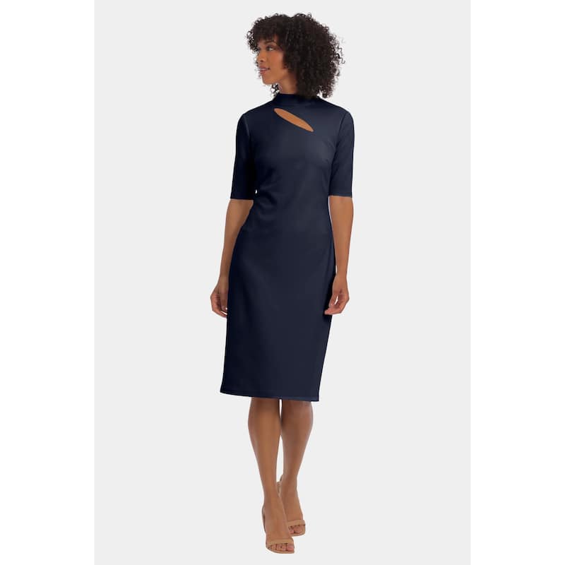 Maggy London Mock Neck Keyhole Dress - Twilight N - 8