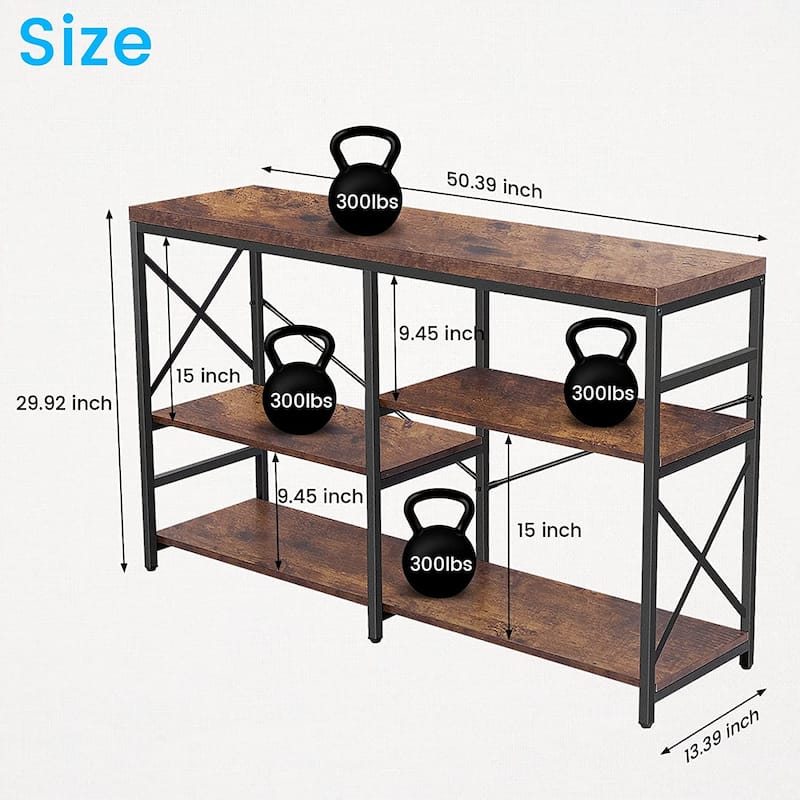 51" Console Table with 4 Tier Storage Shelves