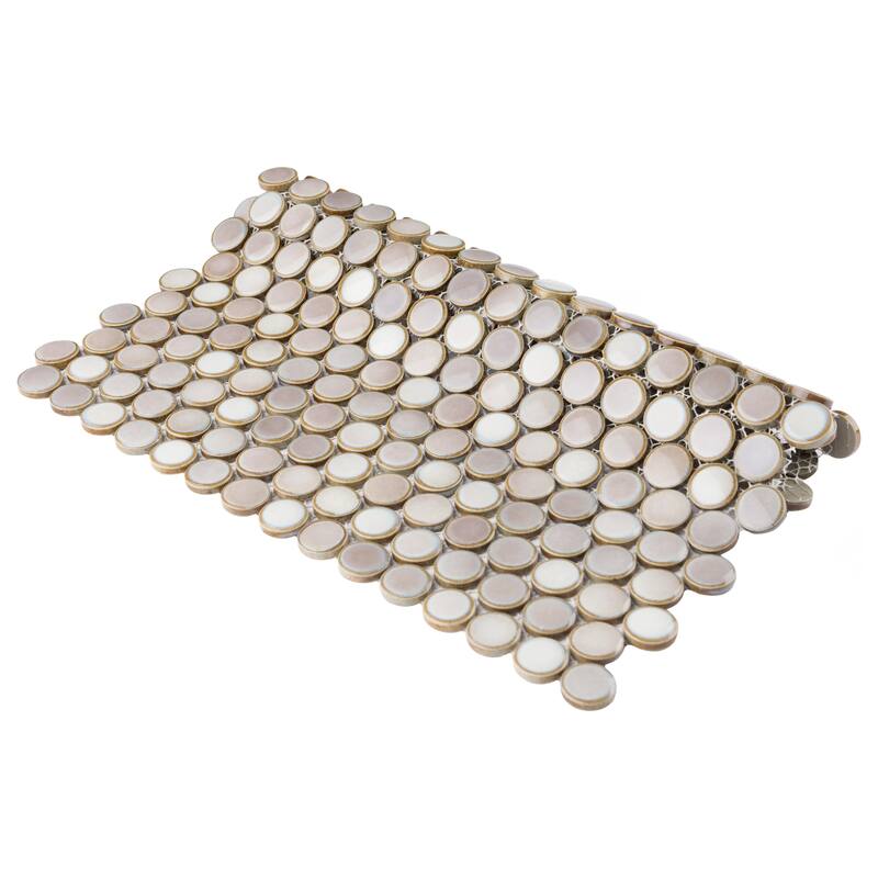 Merola Tile Hudson Penny Round Dove Grey 11-7/8" x 12-5/8" Porcelain Floor and Wall Tile