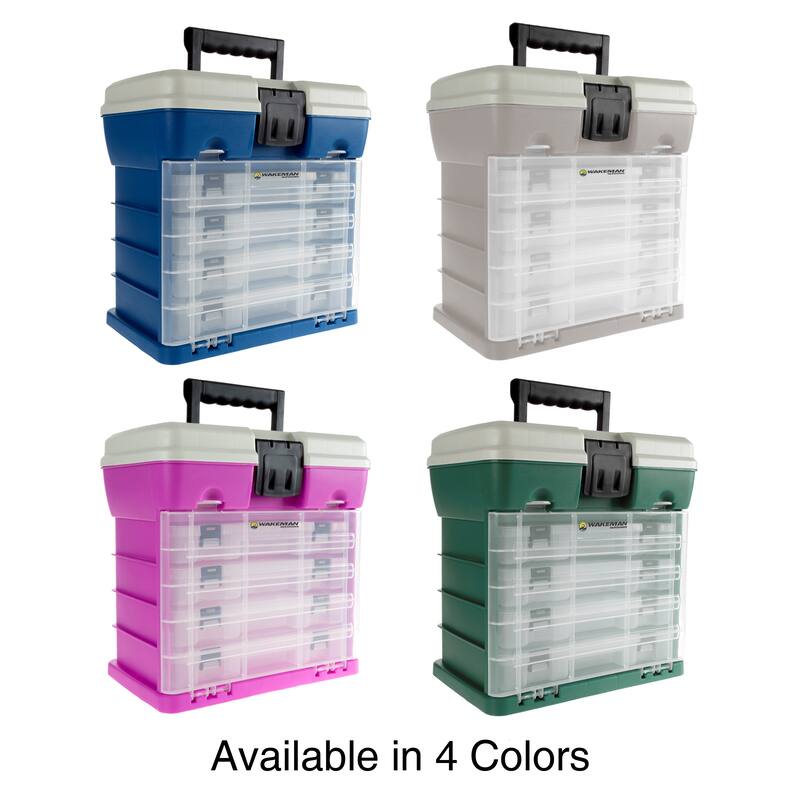 Storage Tool Box Organizer - Utility Box with 4 Drawers and 19 Compartments by Wakeman (Pink) - 12.2" x 8.2"