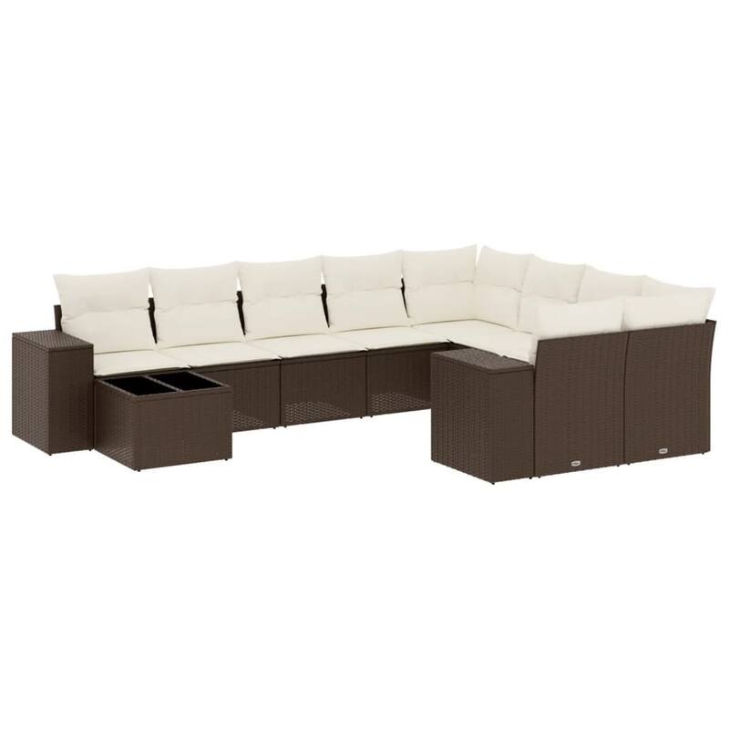 vidaXL Patio Sofa Set with Cushions Outdoor Furniture 10 Piece Poly Rattan