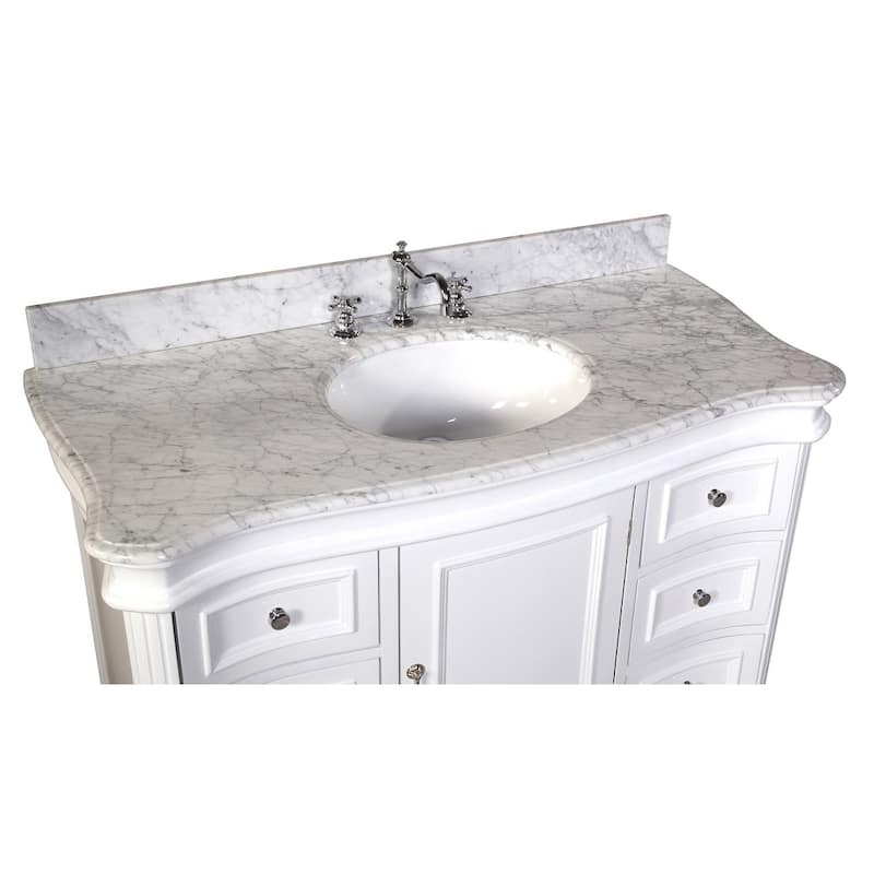 KitchenBathCollection Katherine 48" Bathroom Vanity with Carrara Marble Top