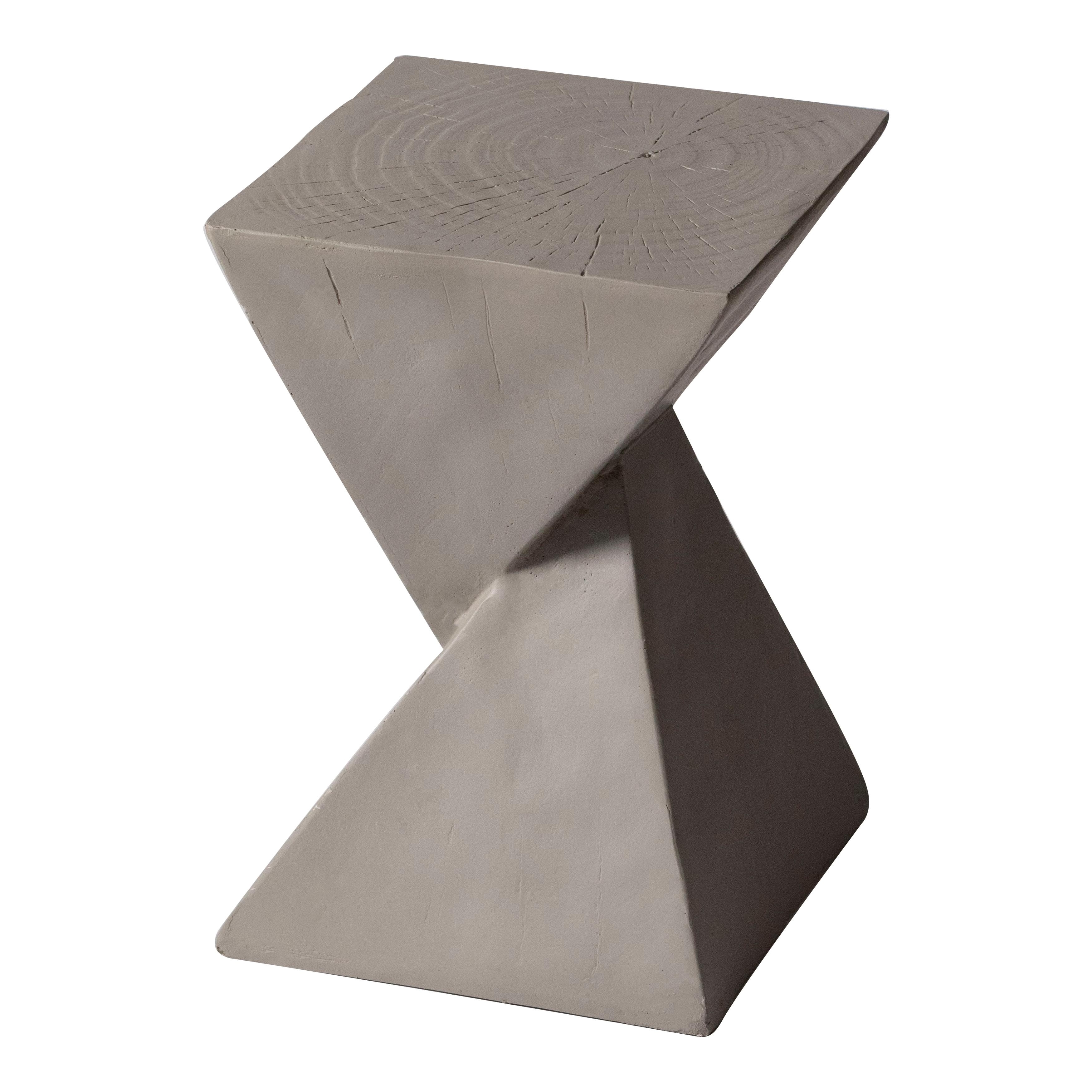 Glint Series 13-Inch Square Fiberstone Side Table, Modern Indoor/Outdoor Accent End Table - Solid Block Stone Style Design