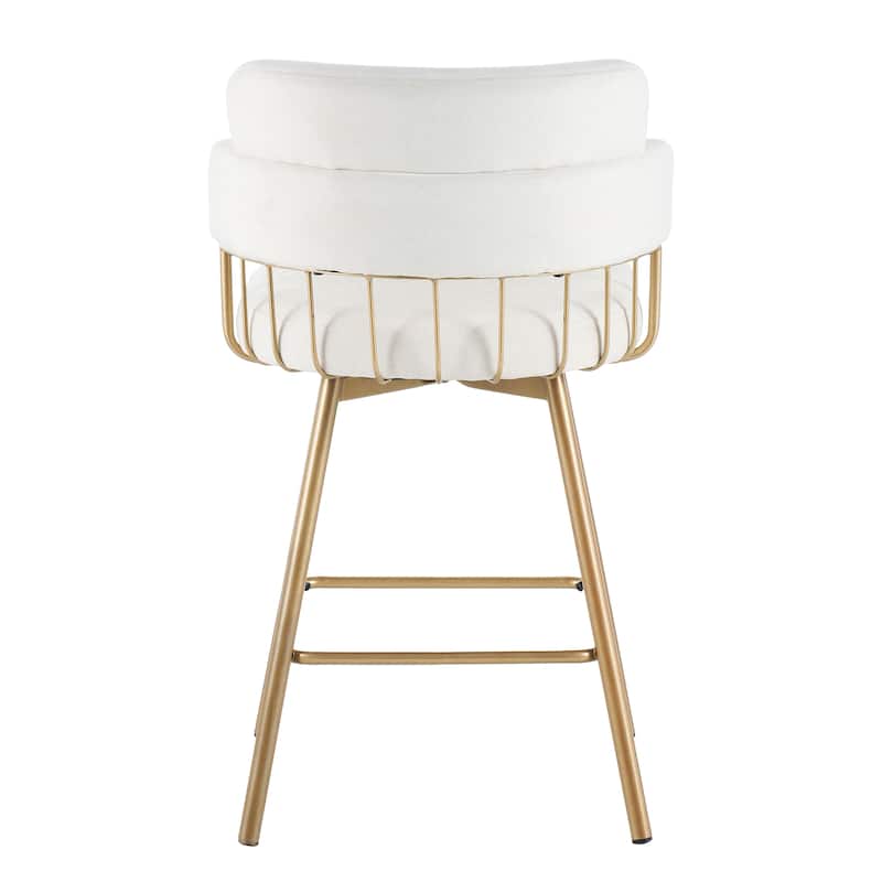 Upholstered Swivel Counter Height Bar Stools Dining Chairs Set of 2