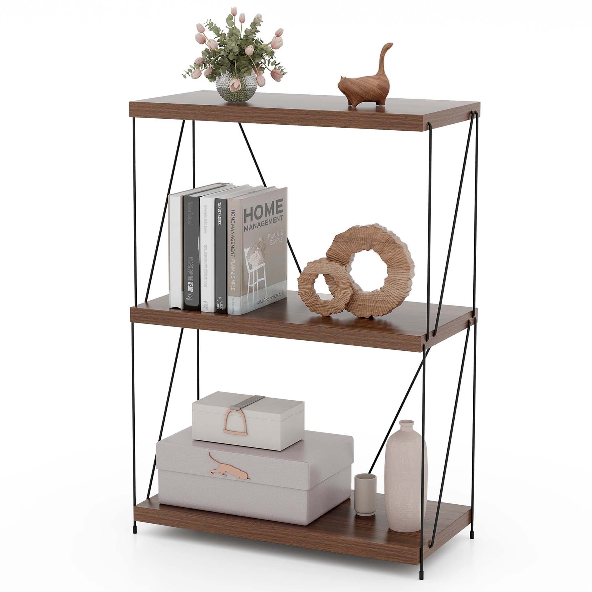 Costway 1/2 PCS 3-Tier Multipurpose Display Rack Freestanding Bookcase