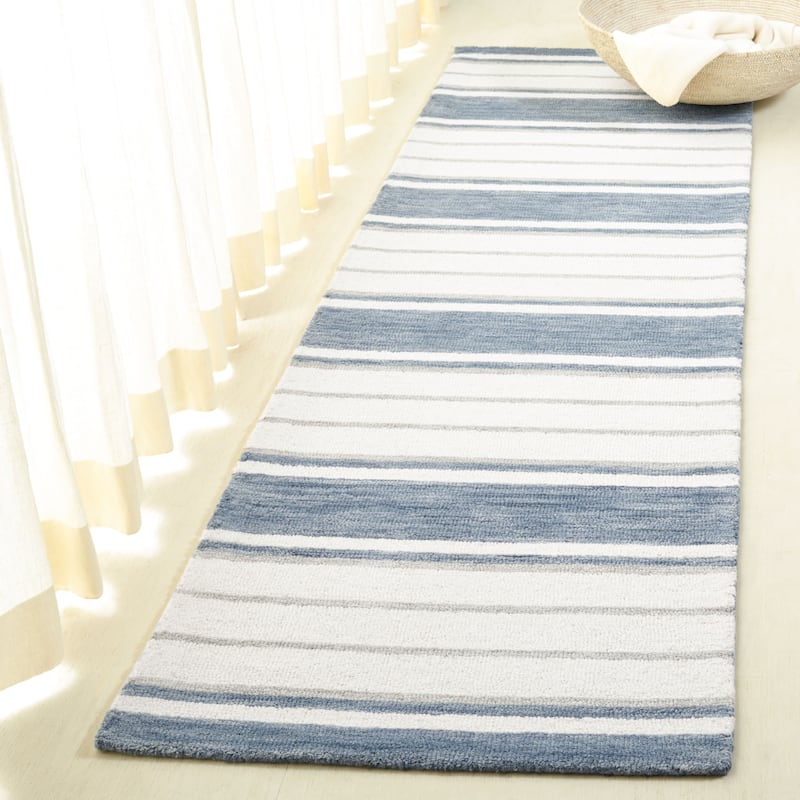 SAFAVIEH Handmade Lauren Ralph Lauren Seda Wool Rug - 2'3" x 8' Runner - Blue/Ivory