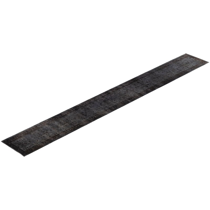 Overton Hand Knotted Wool Vintage Inspired Modern Contemporary Overdyed Gray Area Rug - 2' 7" x 22' 10"