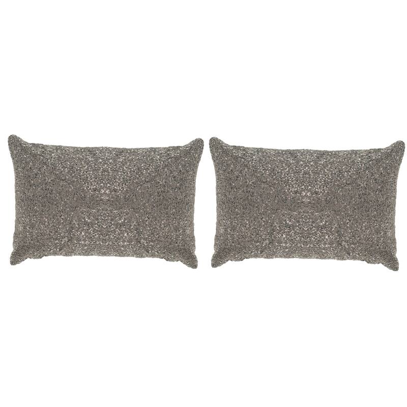 SAFAVIEH Allena Glitter 18-inch Sparkling Silver Decorative Throw Pillow (Set of 2)