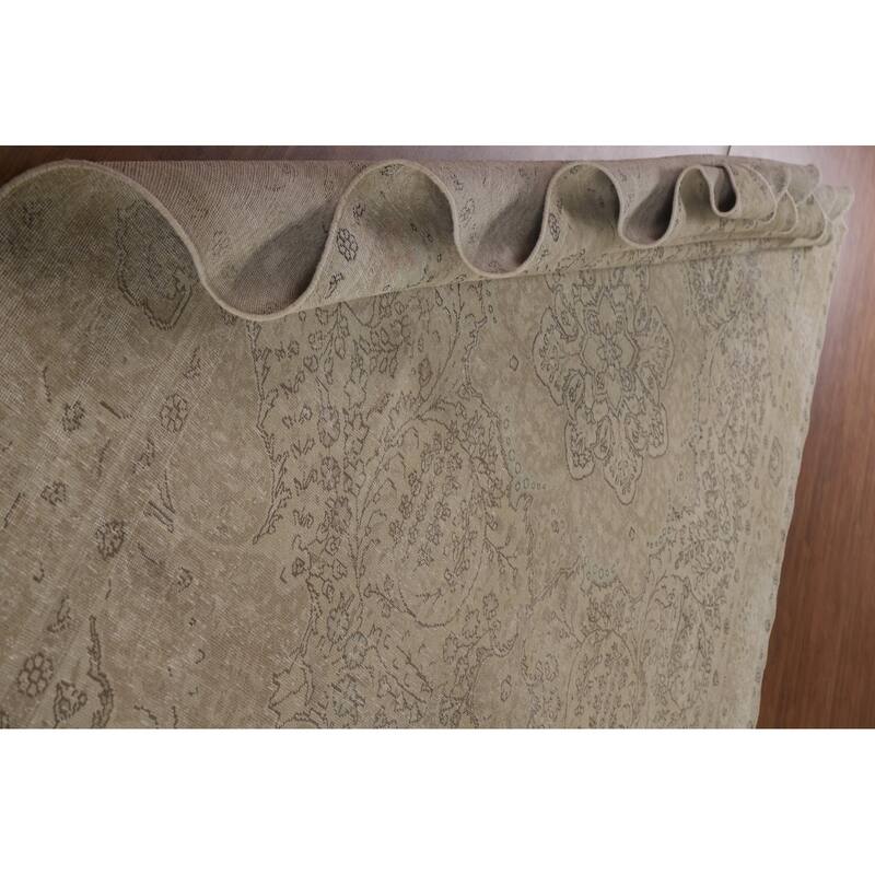 Hand Knotted Oriental 100% Wool Carpet Traditional Floral Beige & Ivories Tabriz Area Rug - 12' 9'' X 9' 10''
