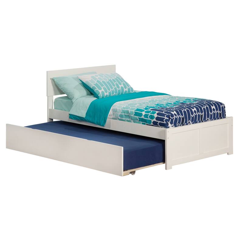 Rustic Retreat Full Bed with Trundle - White Platform Bed Frame, Sturdy & Stylish Bedroom Furniture