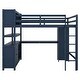 preview thumbnail 9 of 11, Full Size Loft with Wardrobe and Desk for Kids,Wood Loft Bed with Cabinet and Bookshelf,