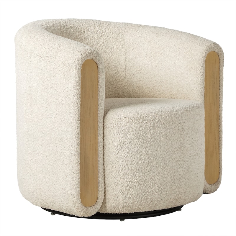 Modern Upholstered Swivel Barrel Accent Chair - Ivory