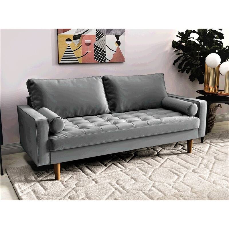Mac Velvet Mid-century Style Sofa - Grey