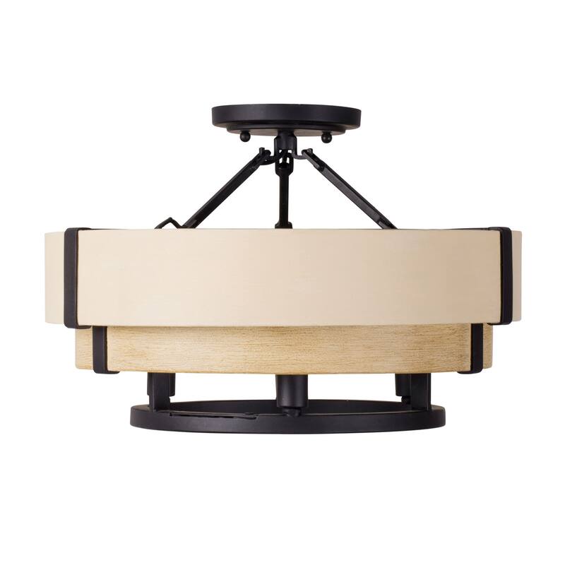 Varaluz Blonde Moment 3-Light Semi-Flush Ceiling Light - Matte Black/Honey/Medium Oak - Matte Black/Honey/Medium Oak