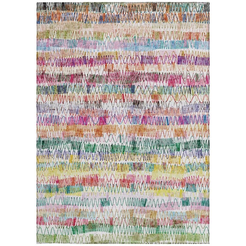HomeRoots Striped Transitional Rectangle Outdoor Rug
