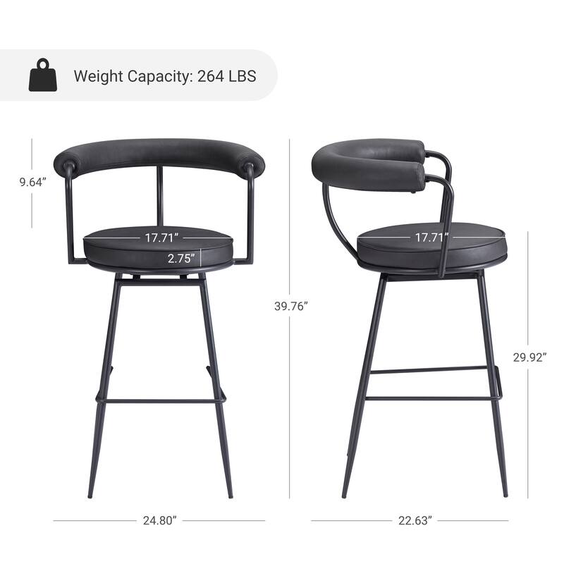Art Leon Faux Leather Upholstery Swivel Barstool