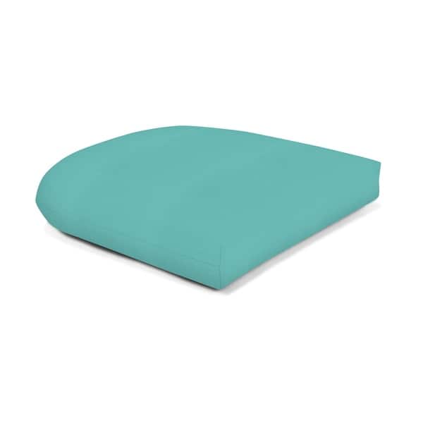 slide 4 of 11, Sunbrella Solid 19 .5 x 19.5 Curved Wicker Seat Pad with 10 fabric choices Canvas Aruba