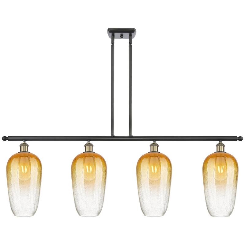 Innovations Lighting Endless Possibilities Ballston - Brookhaven Flute - 4 Light 48" Stem Hung Island Light - Black Antique Brass/Amber