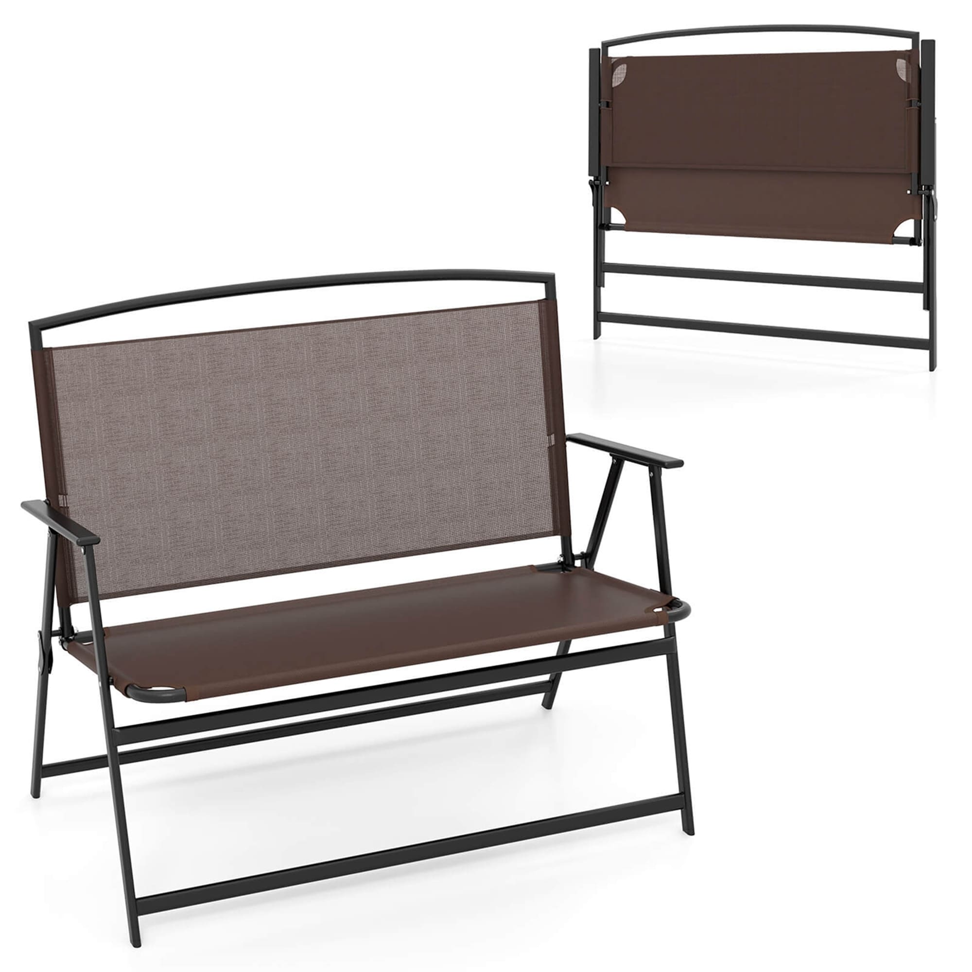 Costway 2-Person Patio Bench Folding Outdoor Garden Bench with - See Details