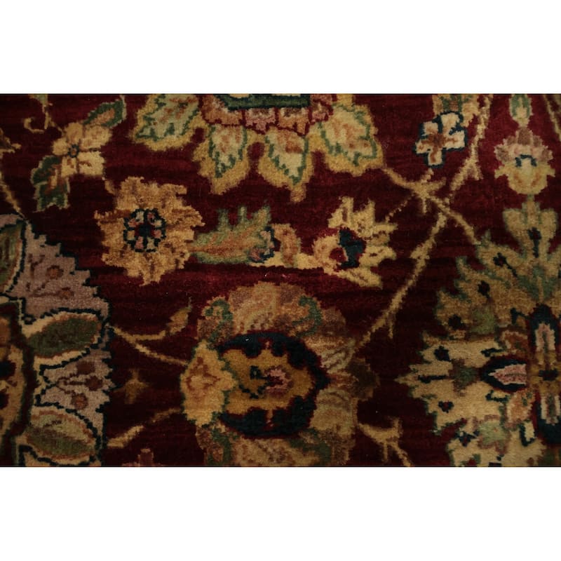 Hand Knotted Oriental 100% Wool Carpet Traditional All-Over Red Agra Area Rug - 10' 0'' X 8' 0''