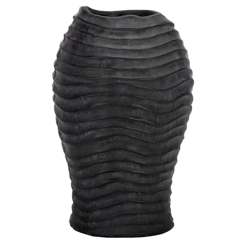 SAFAVIEH Outdoor Patio Furniture Damian Planter Pot - 10"W x 9"D x 17"H - Black