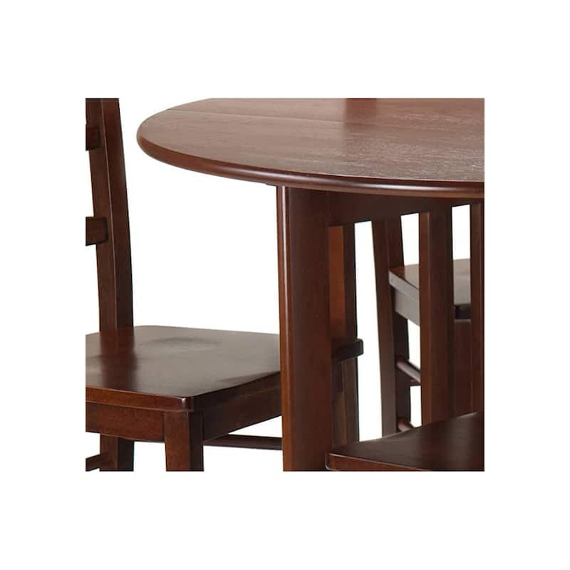 Round Drop Leaf Dining Table Set - 5 Piece Kitchen Table & Chairs - Victorian Style Furniture