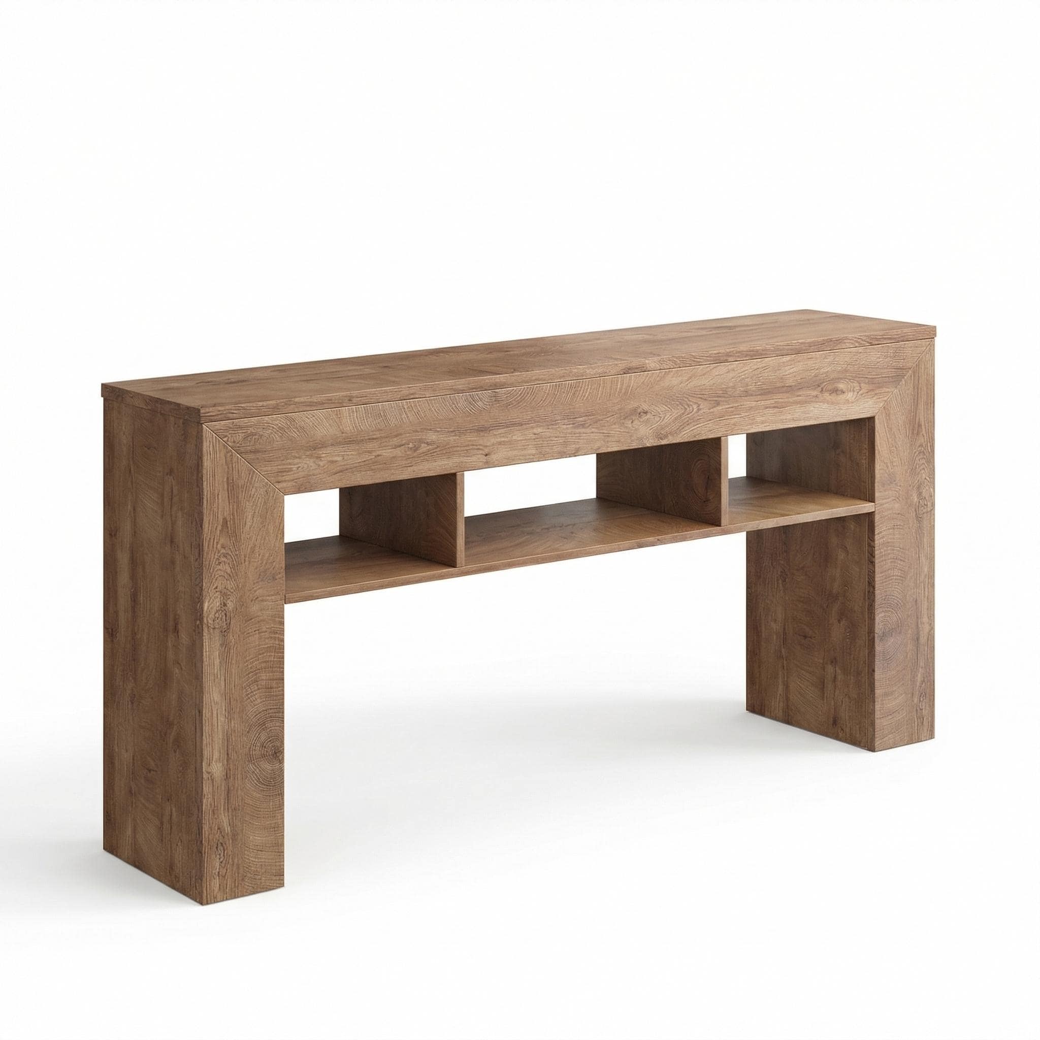 63" Long Console Table with 3 Open Shelves, Narrow Entryway Sofa Table for Hallway Living Room