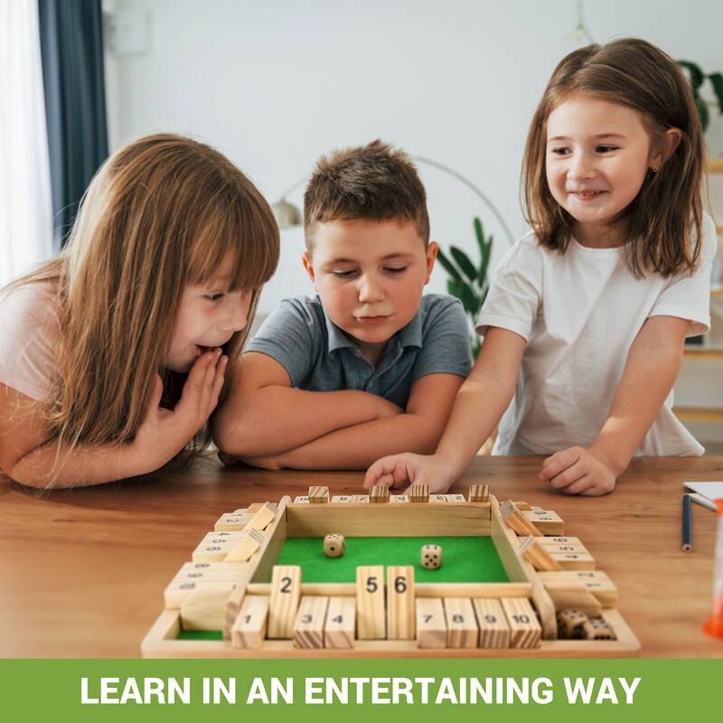 Shut The Box Dice Board Game (2-4 Players) for Kids & Adults