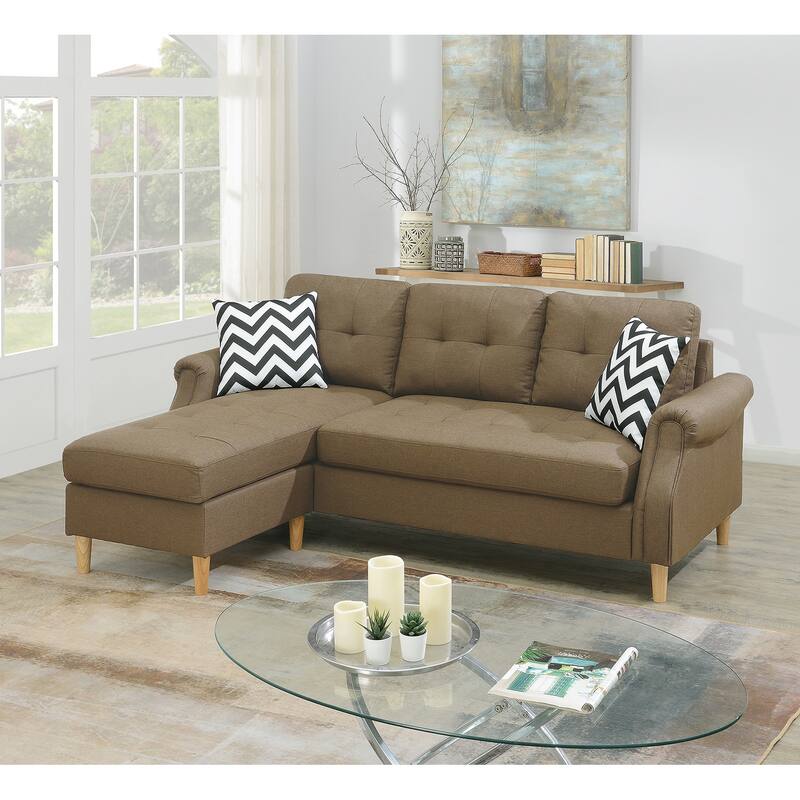 Poundex Reversible Sectional Set W/ 2 Accent Pillows