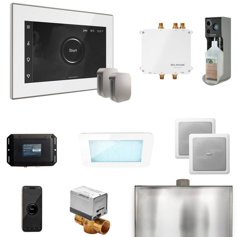 Mr Steam BLS1-X Bliss Max Package Steam Shower Control Package with - White / Brushed Nickel