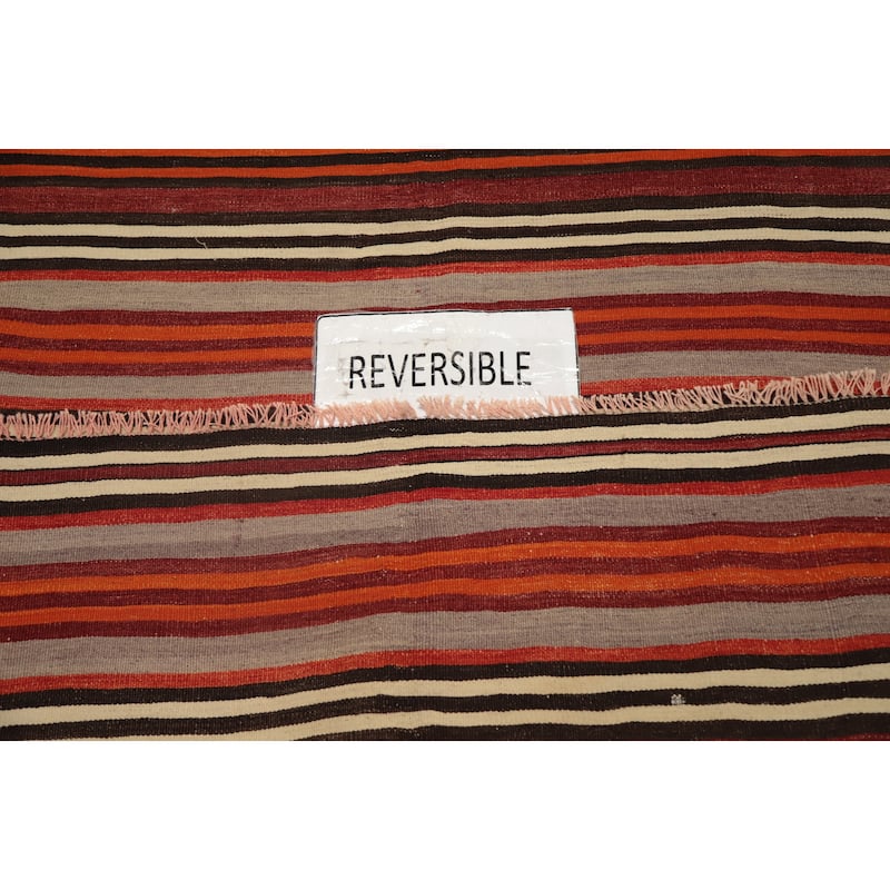 Hand Woven Oriental 100% Wool Carpet Southwestern Geometric Oranges & Rust Kilim Area Rug - 11' 0'' X 5' 2''