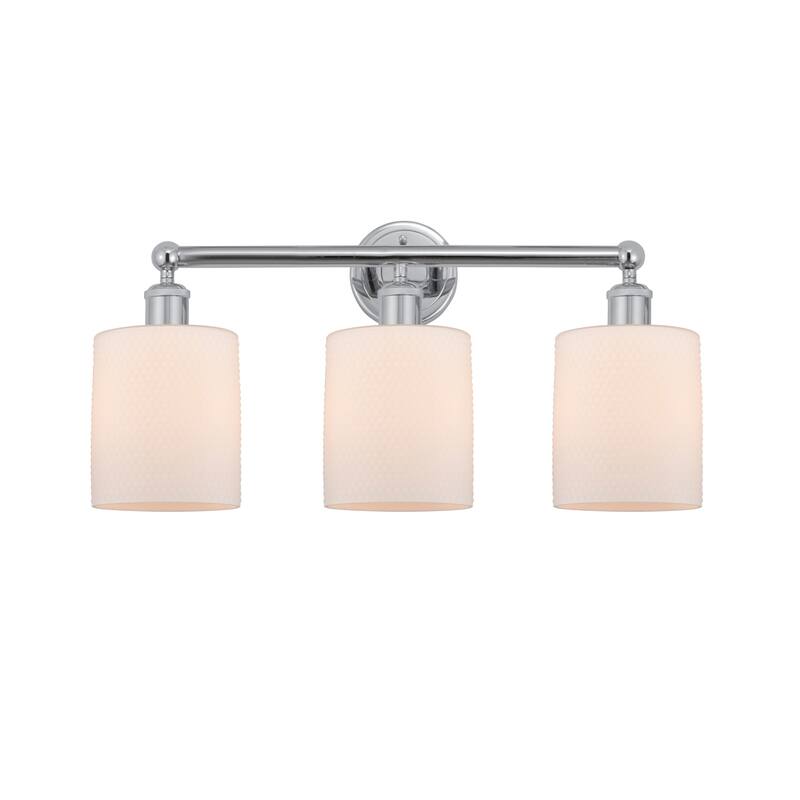Innovations Lighting 616-3W-12-23 Cobbleskill Vanity Cobbleskill 3 - Polished Chrome / Matte White