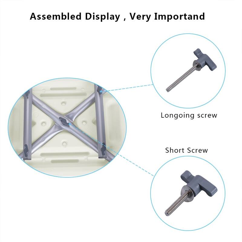 Aluminum Alloy Elderly Bath Chair with Backrest Shower Chair - White