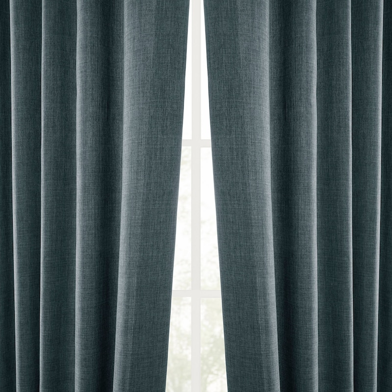 Exclusive Fabrics Italian Faux Linen Room Darkening Curtains for Bedroom & Living Room Curtains - Single Panel Window Curtains