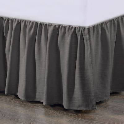 HiEnd Accents Lily Washed Linen Gathered Bed Skirt