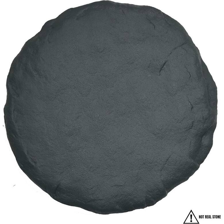 15.5" Circular Stepping Stones, Slate Grey Resin Pavers for Garden Walkway