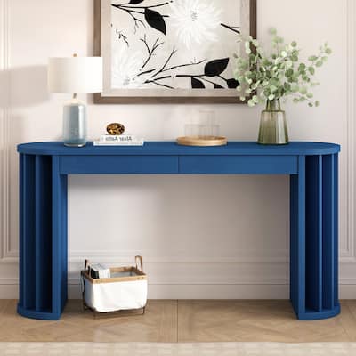 59-inch Long Console Table with Oak Veneer