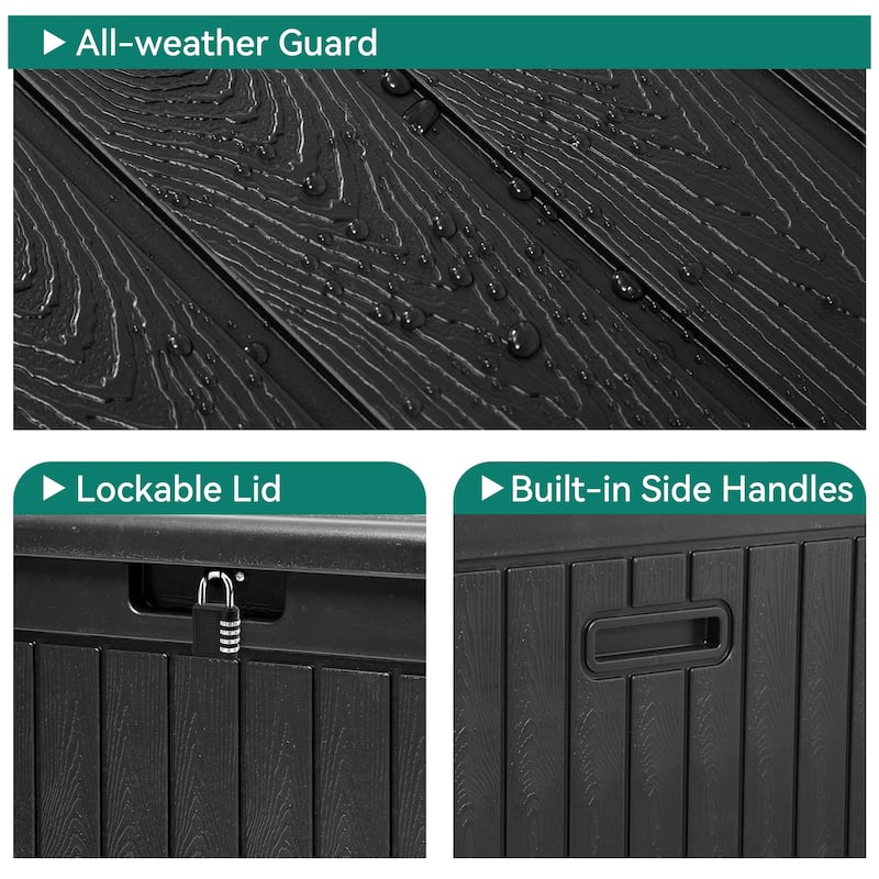260 Gallons Water Resistant Resin Lockable Deck Box