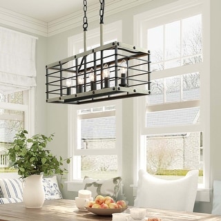Rustic Chandelier 5-lights Kitchen Island Lighting for Dining Room - L22"xW8.5"xH17"