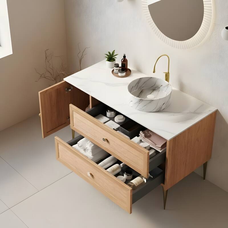 Freestanding Bathroom Vanity with Round Ceramic Basin