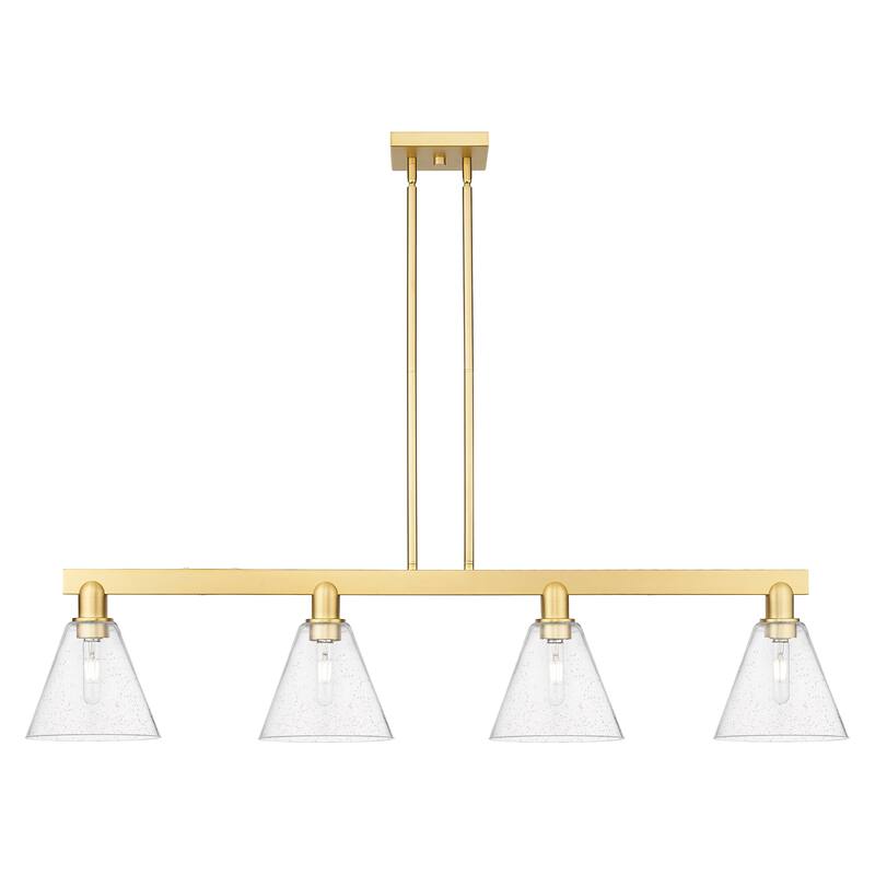 Innovations Lighting Endless Possibilities Arcadia - Berkshire Glass - 4 Light 51" Stem Hung Island Light - Satin Gold/Seedy